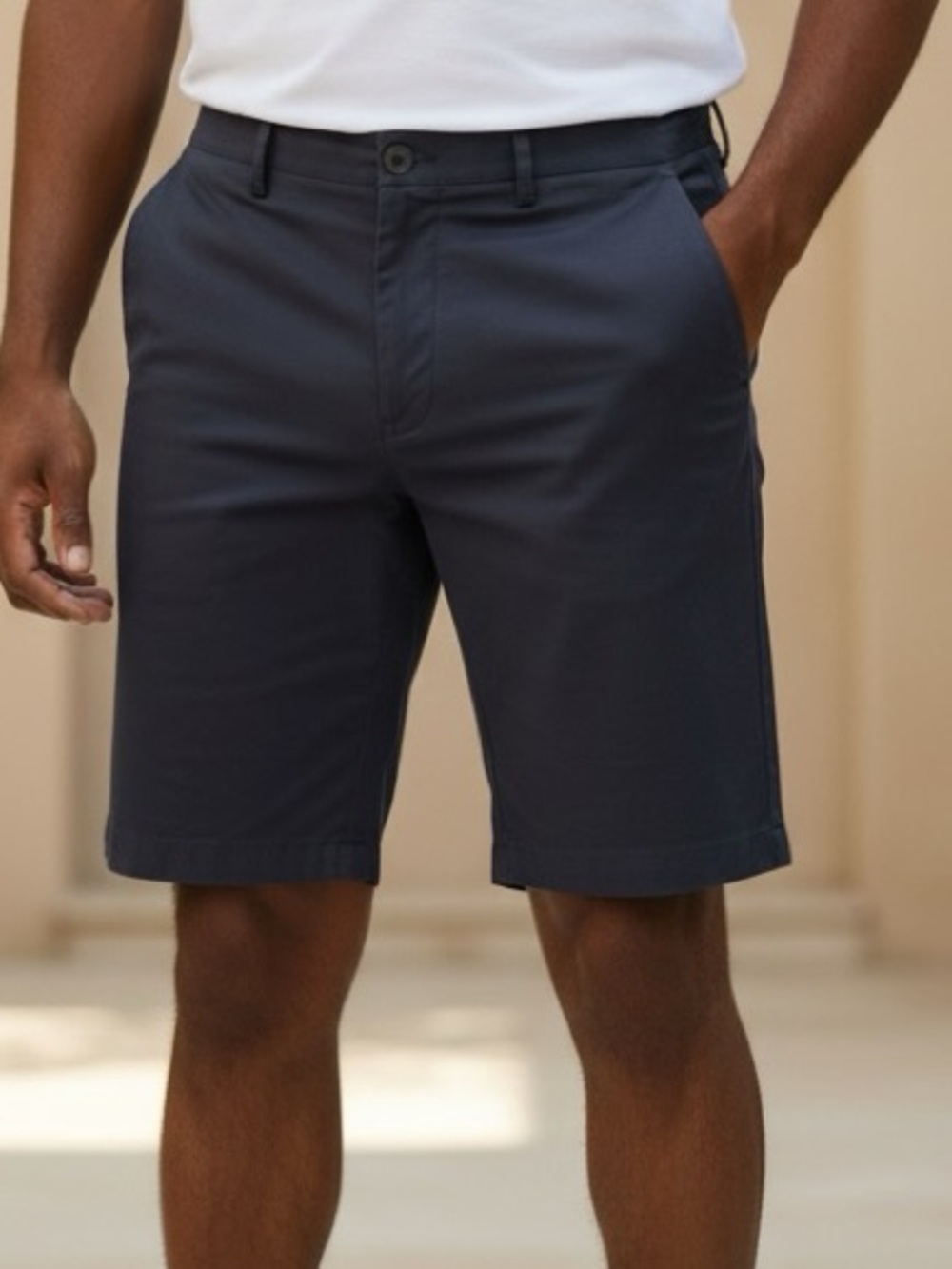 Kenneth Cole Dark Navy Flat-Front Stretch Shorts